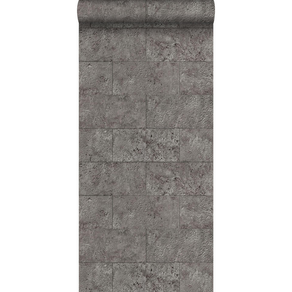 Me Oven kortademigheid Origin behang - kalkstenen blokken - taupe - 53 cm x 10.05 m | Leen Bakker