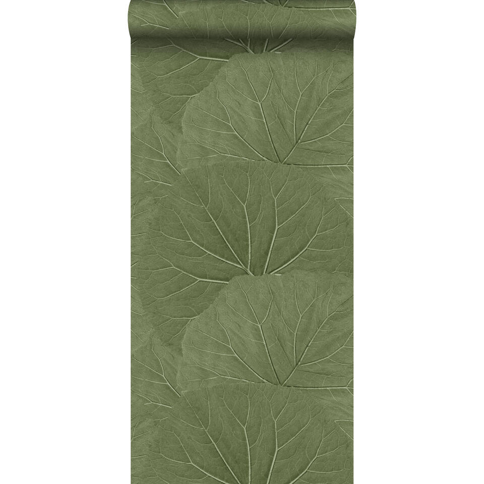 ESTAhome behang - grote bladeren - vergrijsd groen - 53 cm x 10.05 m product