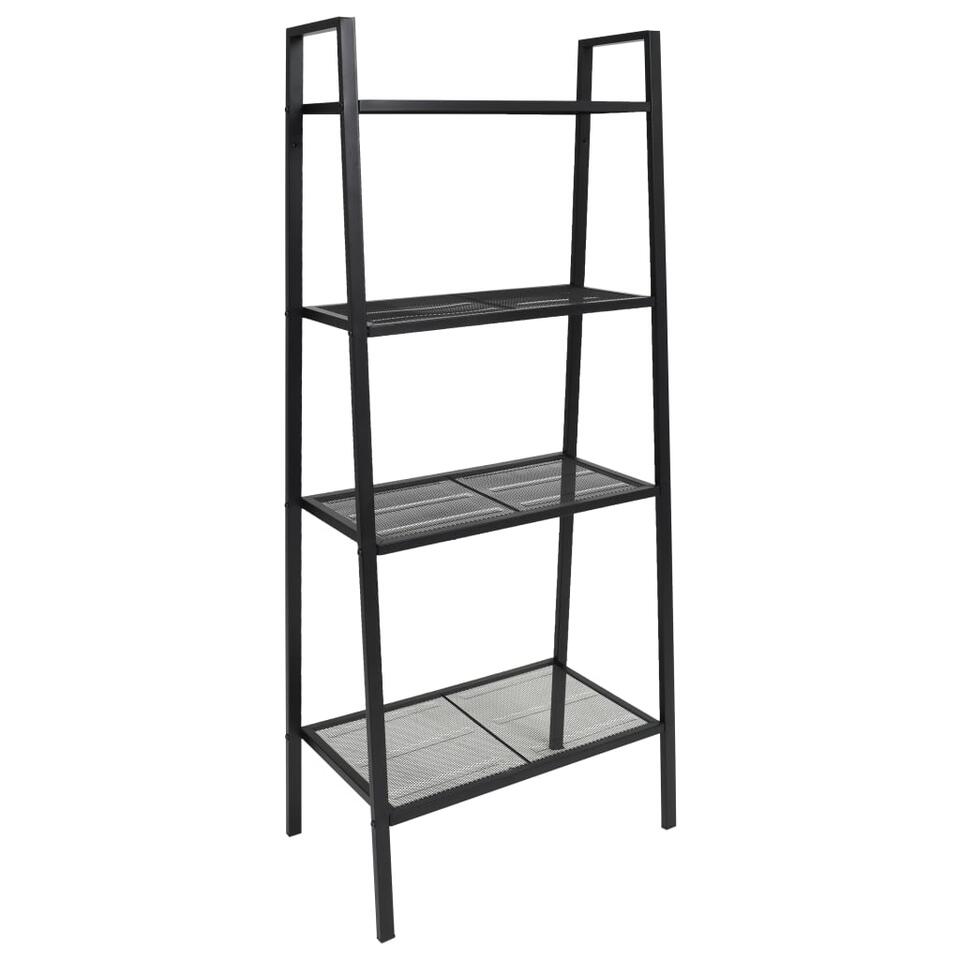 VIDAXL Ladder boekenkast 4 schappen metaal zwart | Leen