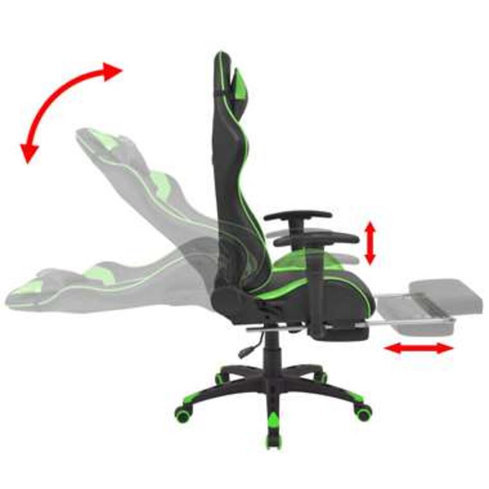 VIDAXL Bureau-/gamestoel - met voetensteun - Xtreme - groen