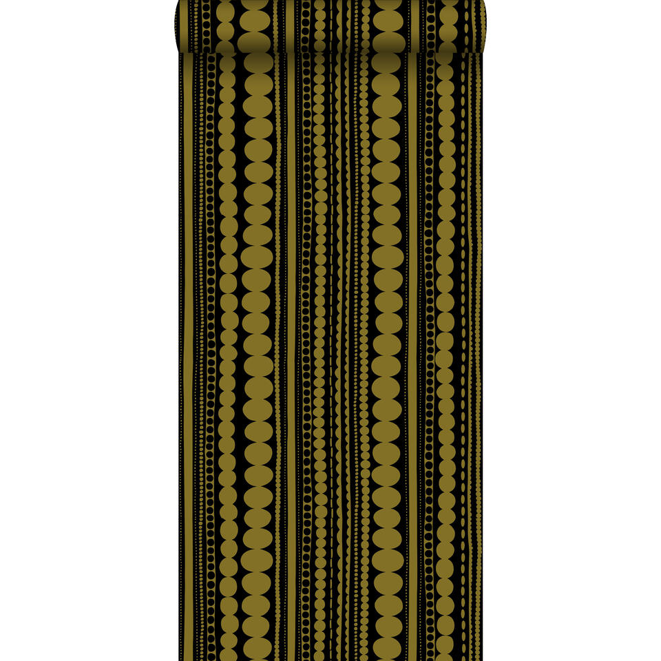 ESTAhome behang - kralen - zwart en glanzend goud - 0.53 x 10.05 m product