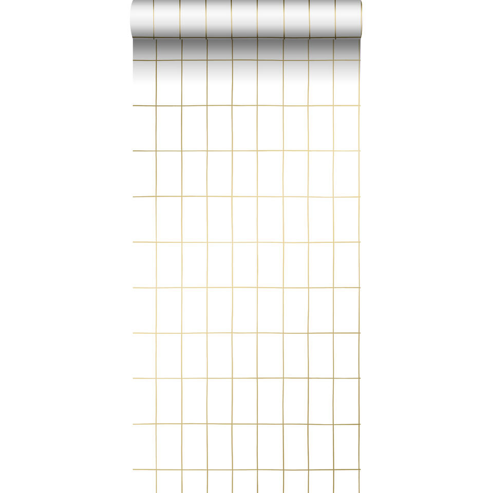 ESTAhome behang - kleine tegeltjes - wit en goud - 0.53 x 10.05 m product
