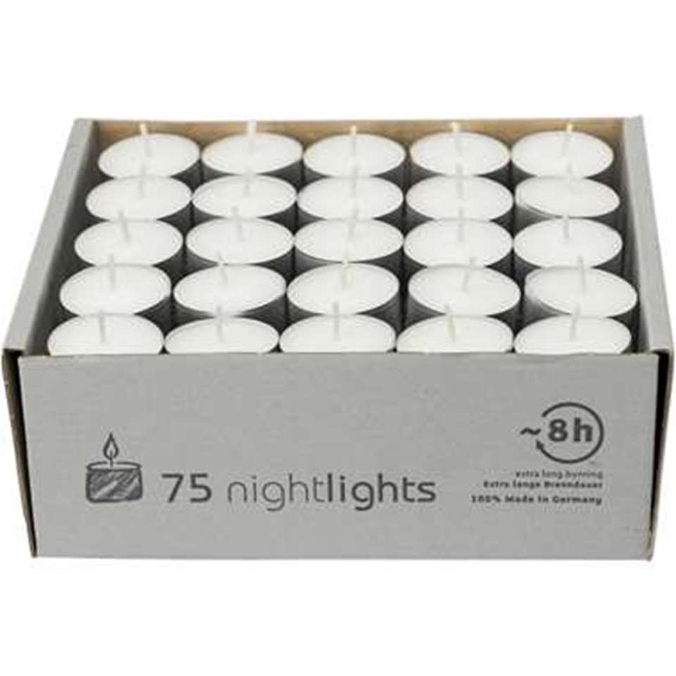 Enlightening Candles Waxinelichtjes - maxi - 75x - wit - 8 | Leen Bakker