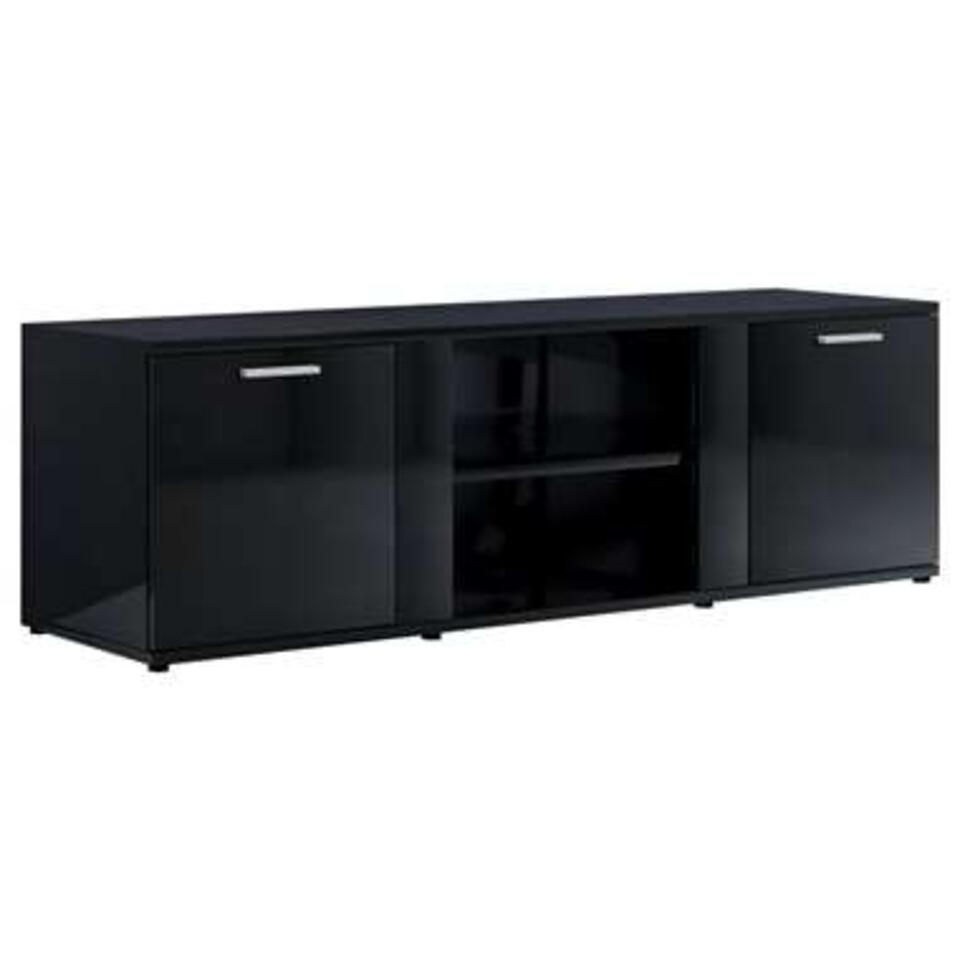 VIDAXL Tv-meubel 120x34x37 cm spaanplaat hoogglans zwart