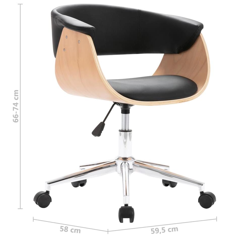 Melodramatisch crisis Kreta VIDAXL kantoor stoel - draaibaar - gebogen hout en kunstleer - zwart | Leen  Bakker