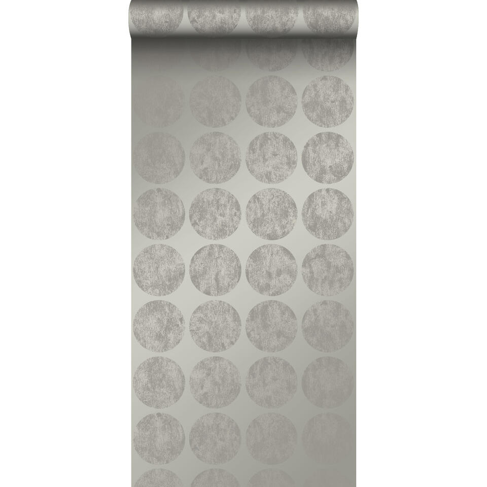 Origin behang - grote verweerde bollen - donkergrijs - 53 cm x 10.05 m