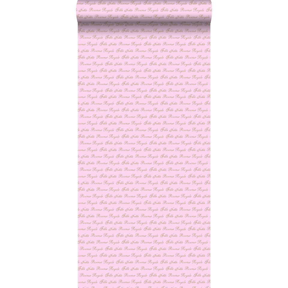 ESTAhome behang - prinsessen woorden - babyroze - 53 cm x 10,05 m product