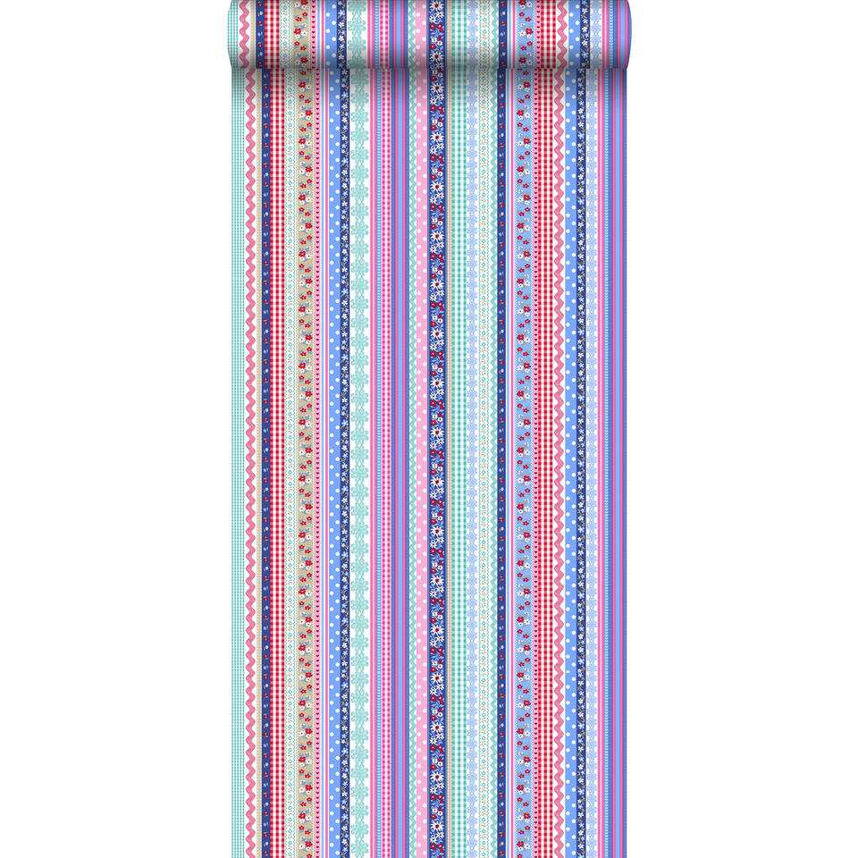 ESTAhome behang - lintjes - lichtblauw en roze - 53 cm x 10,05 m product