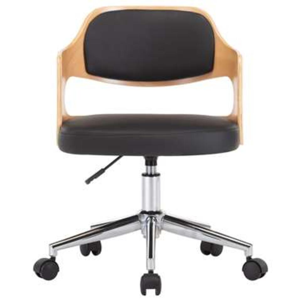 VIDAXL Kantoorstoel - draaibaar - gebogen hout met kunstleer - zwart