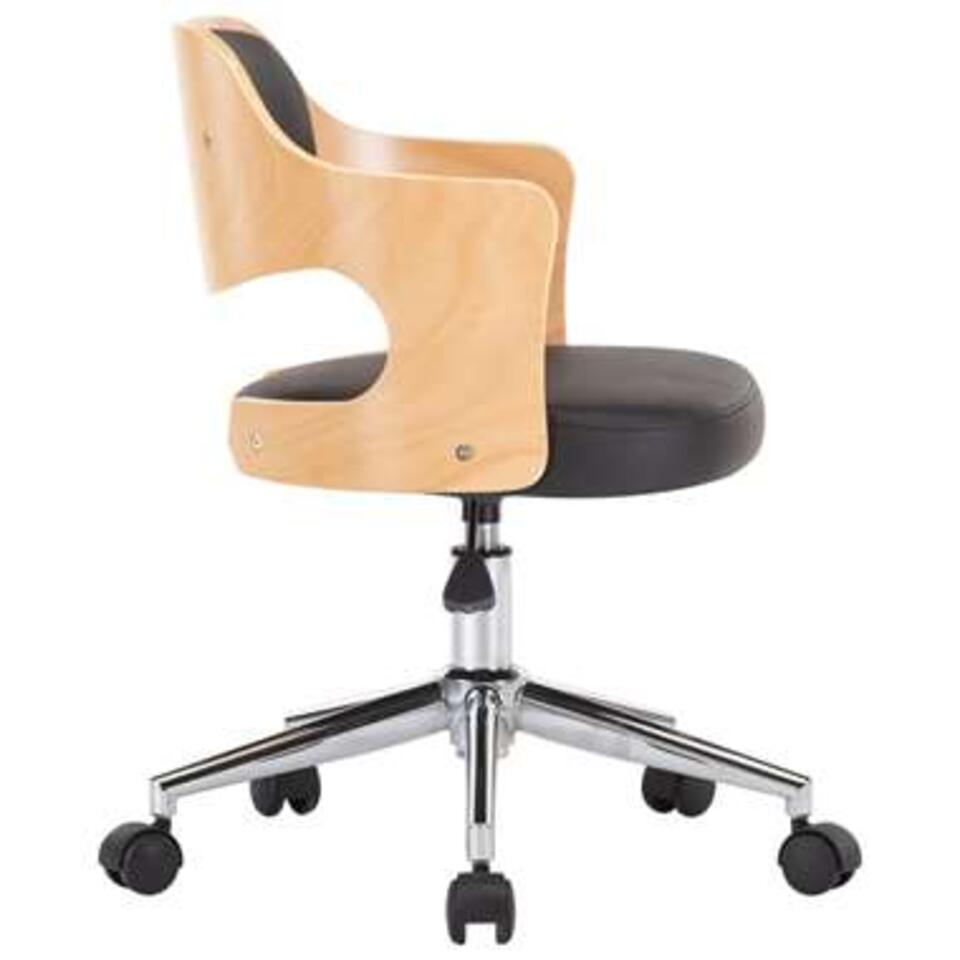 VIDAXL Kantoorstoel - draaibaar - gebogen hout met kunstleer - zwart