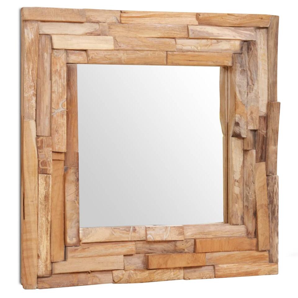 vidaXL Decoratieve spiegel vierkant 60x60 cm teakhout product
