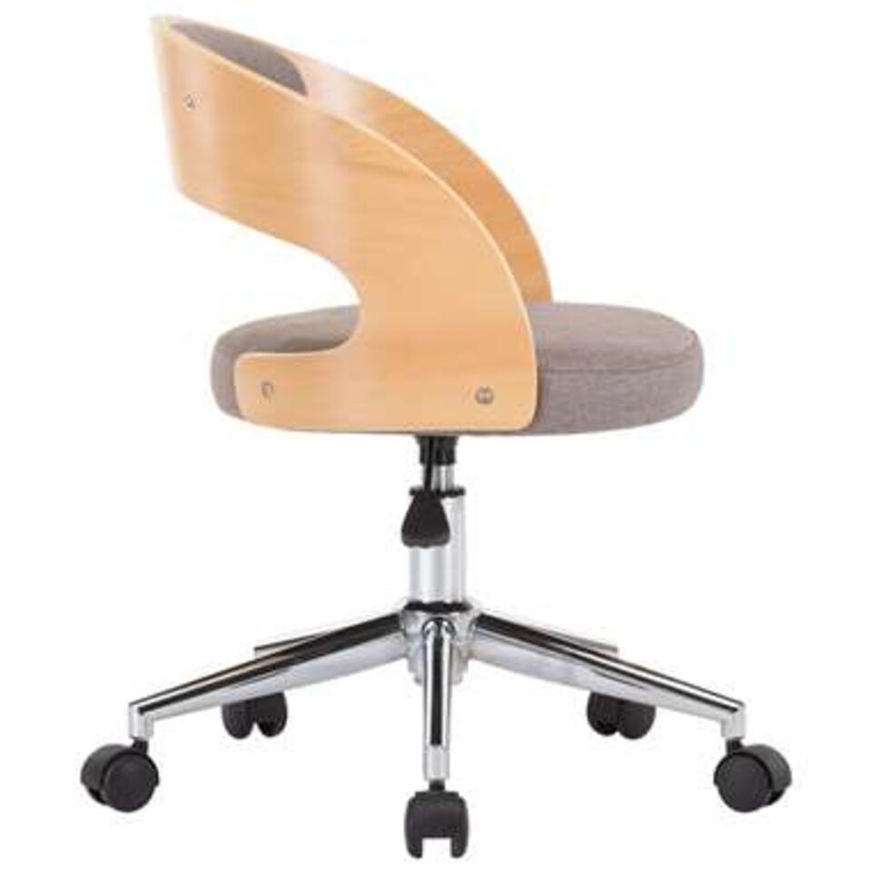 VIDAXL Kantoorstoel - draaibaar - gebogen hout en stof - taupe