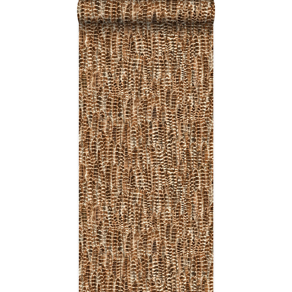 Origin behang - veren - roest bruin - 53 cm x 10,05 m product