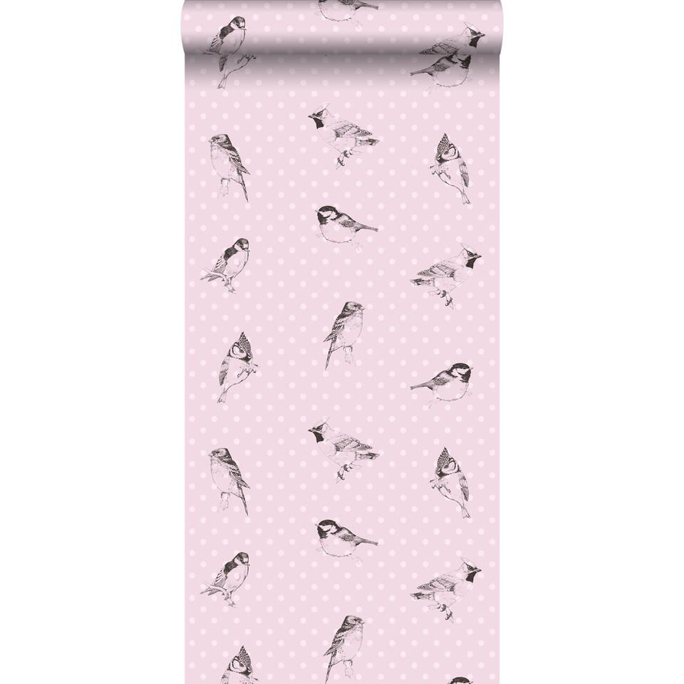 ESTAhome behang - vogels - zacht roze - 53 cm x 10,05 m product