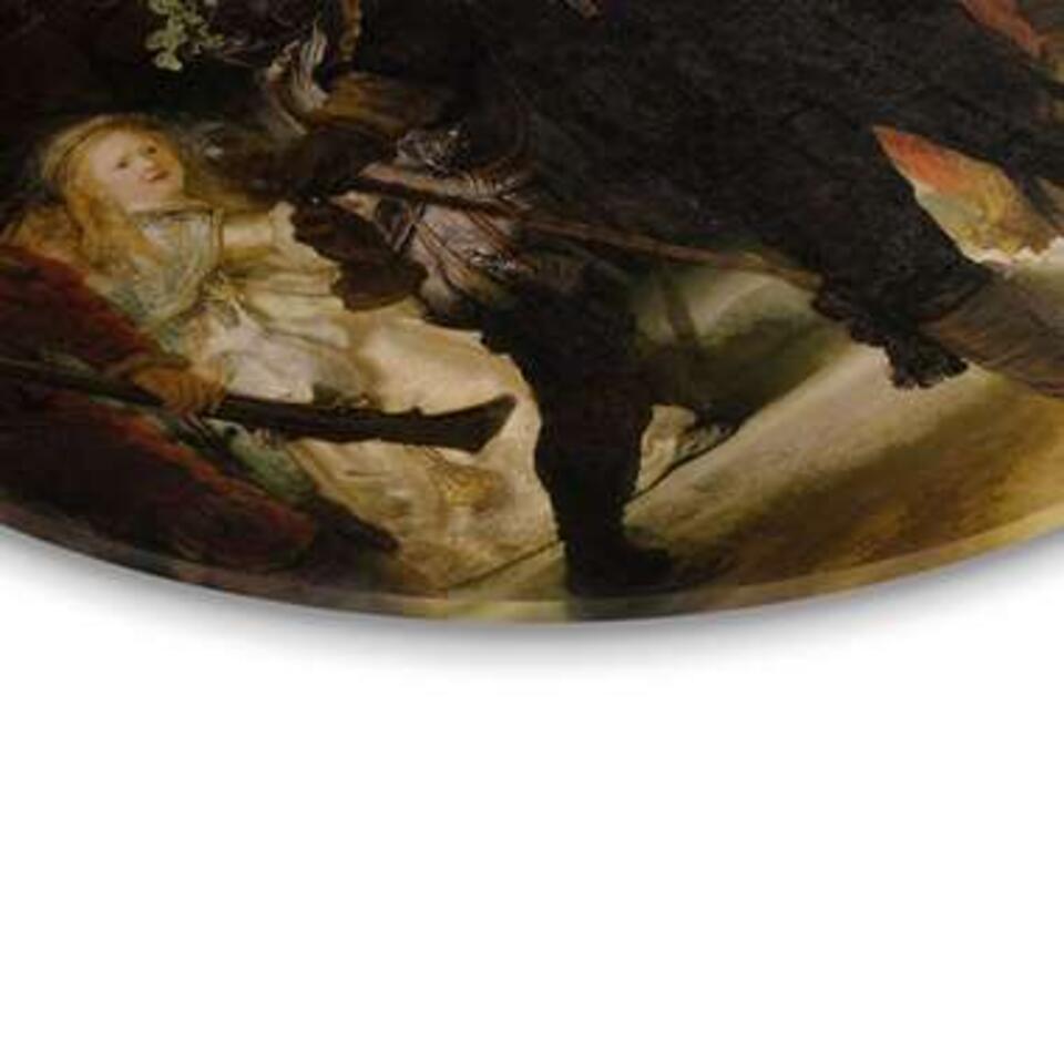 Glasschilderij Rembrandt van Rijn Ø 70 cm Bruin Glas
