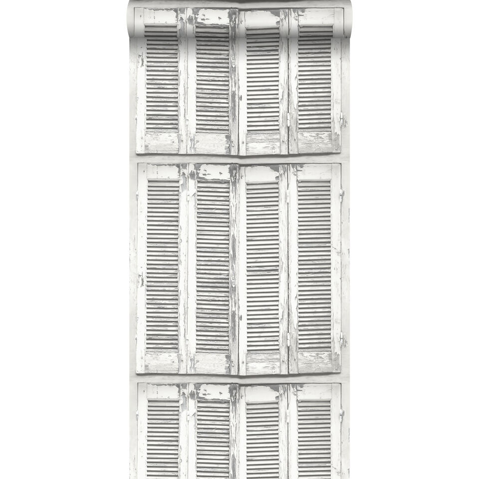 ESTAhome behang - Franse luiken - grijs en wit - 53 cm x 10,05 m product