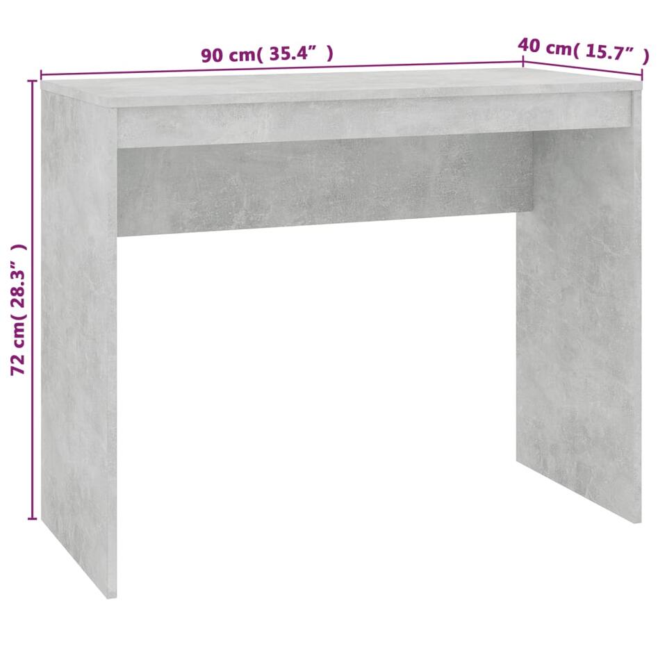 VIDAXL Bureau 90x40x72 cm spaanplaat betongrijs