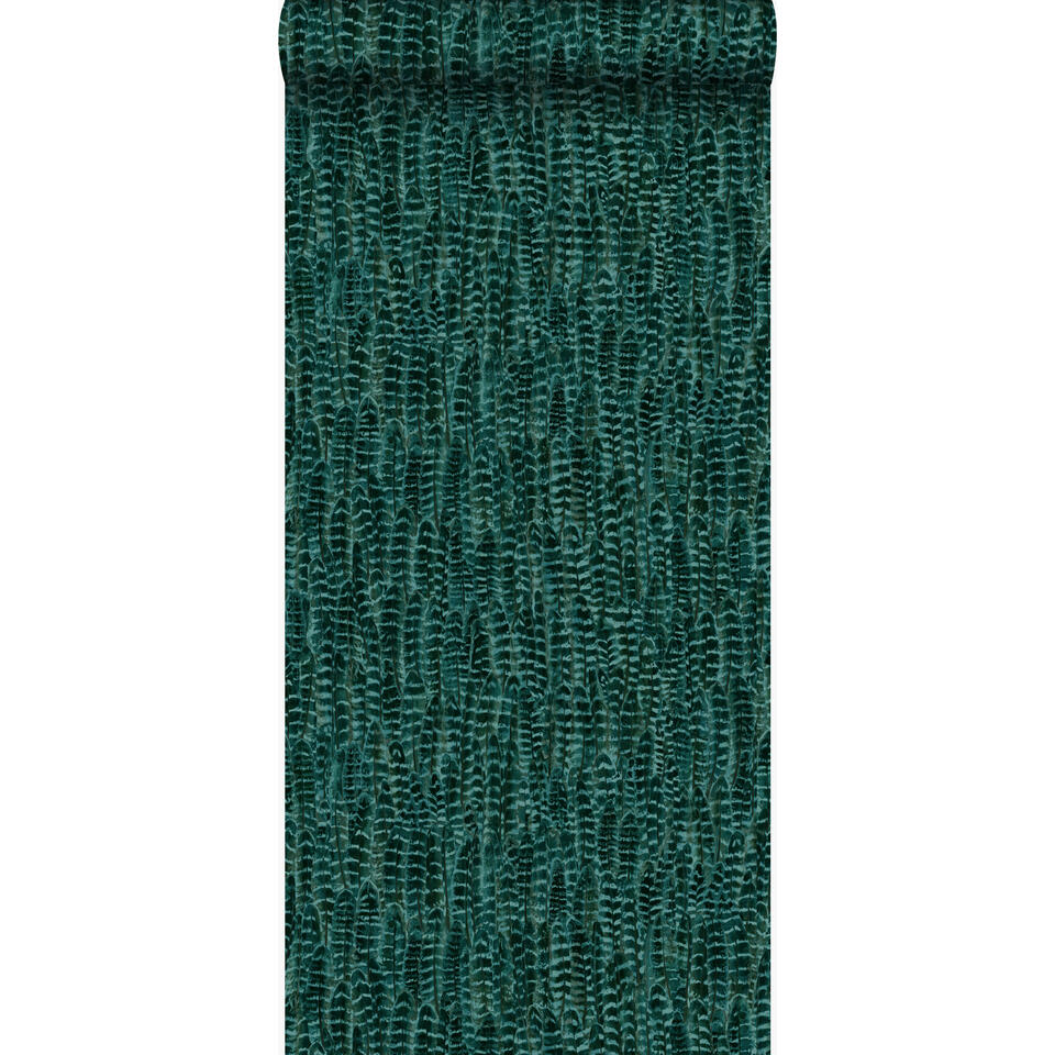 Origin behang - veren - smaragd groen - 53 cm x 10,05 m product