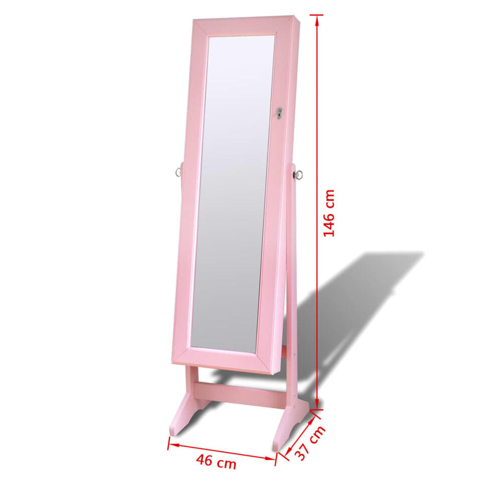 Omgekeerd Zegevieren de studie Sieradenkast met LED-lamp en spiegel (roze) | Leen Bakker