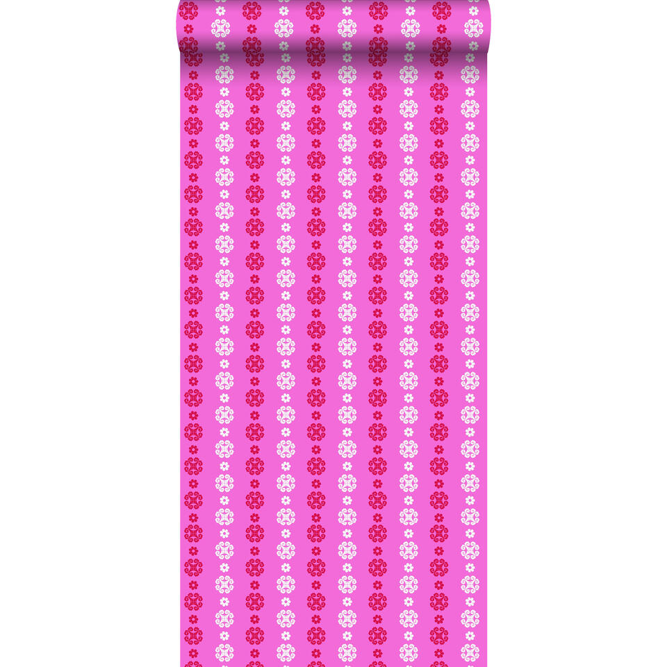 ESTAhome behang - kant-motief - roze en rood - 53 cm x 10,05 m product