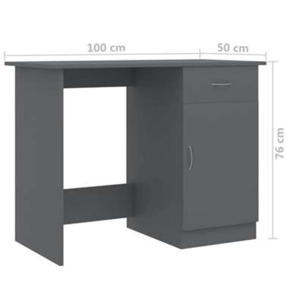 VIDAXL Bureau - spaanplaat - grijs- 100x50x76 cm