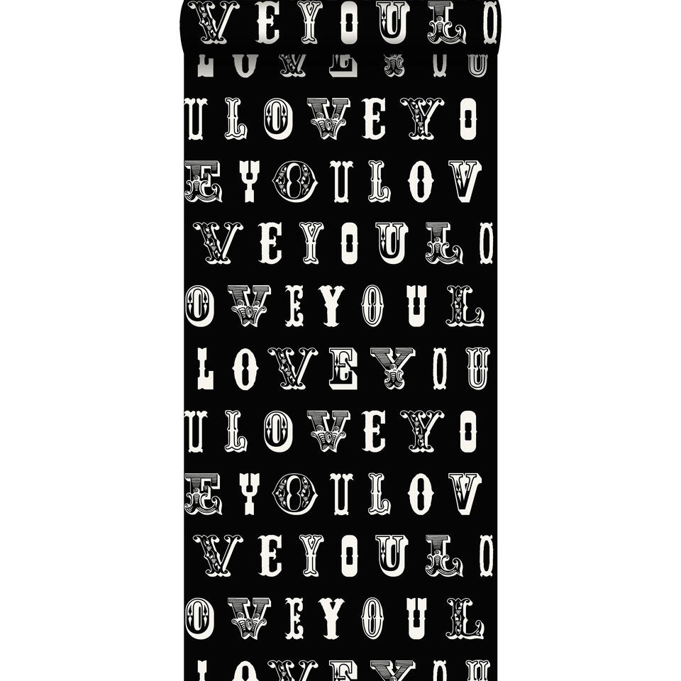 ESTAhome behang - love you - quotes - zwart en wit - 53 cm x 10,05 m product