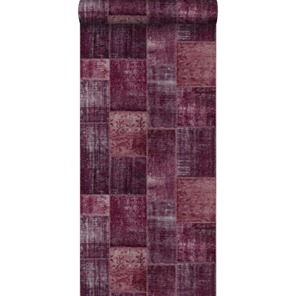ESTAhome behang - Marrakech kelim patchwork - rood - 53 cm x 10,05 m product