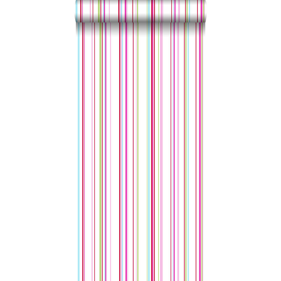 ESTAhome behang - strepen - multicolor op wit - 53 cm x 10,05 m product