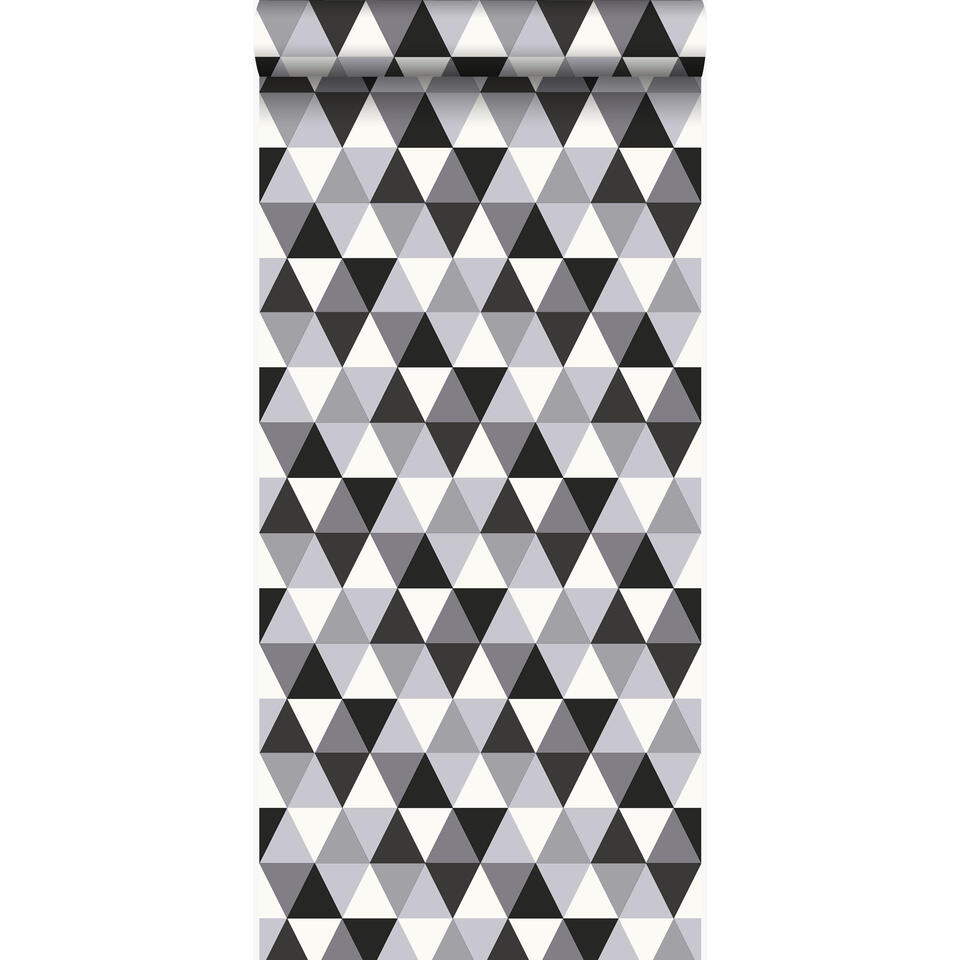 Origin behang - grafische driehoeken - zwart en wit - 53 cm x 10,05 m product