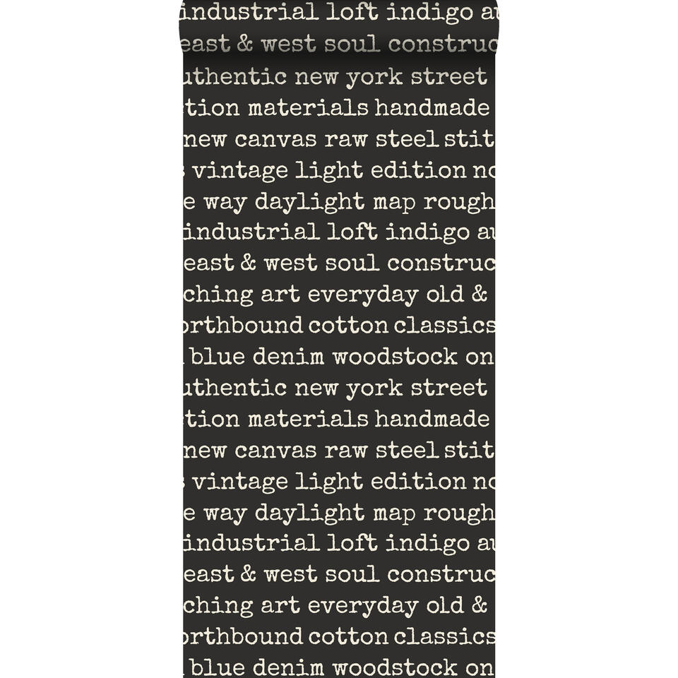 ESTAhome behang - city talk tekst - zwart - 53 cm x 10,05 m product