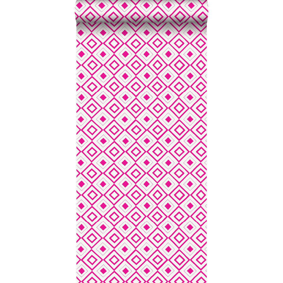 ESTAhome behang - ruiten - fuchsia roze - 0.53 x 10.05 m product