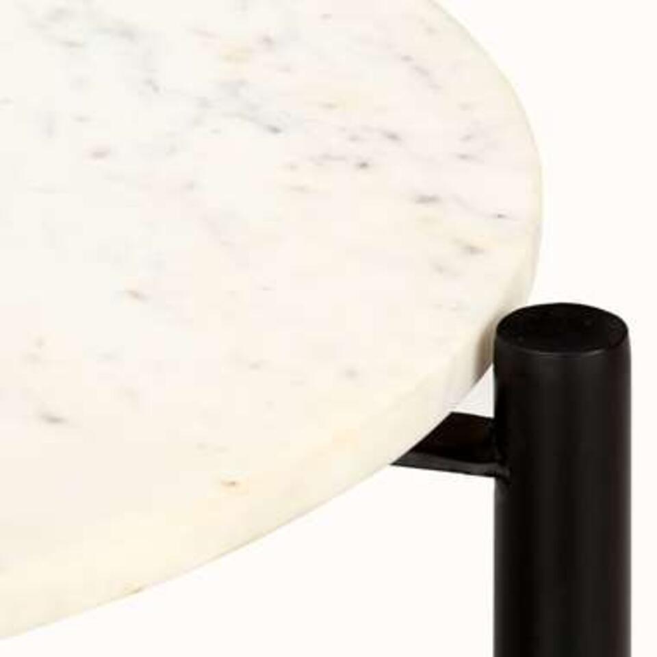 VIDAXL Salontafel 40x40x40 cm echte steen met marmeren textuur wit