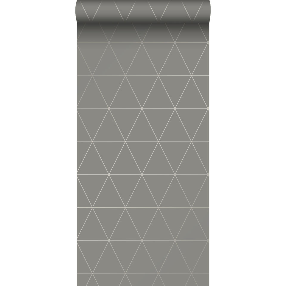 Origin behang - grafische driehoeken - warm grijs - 0.53 x 10.05 m product
