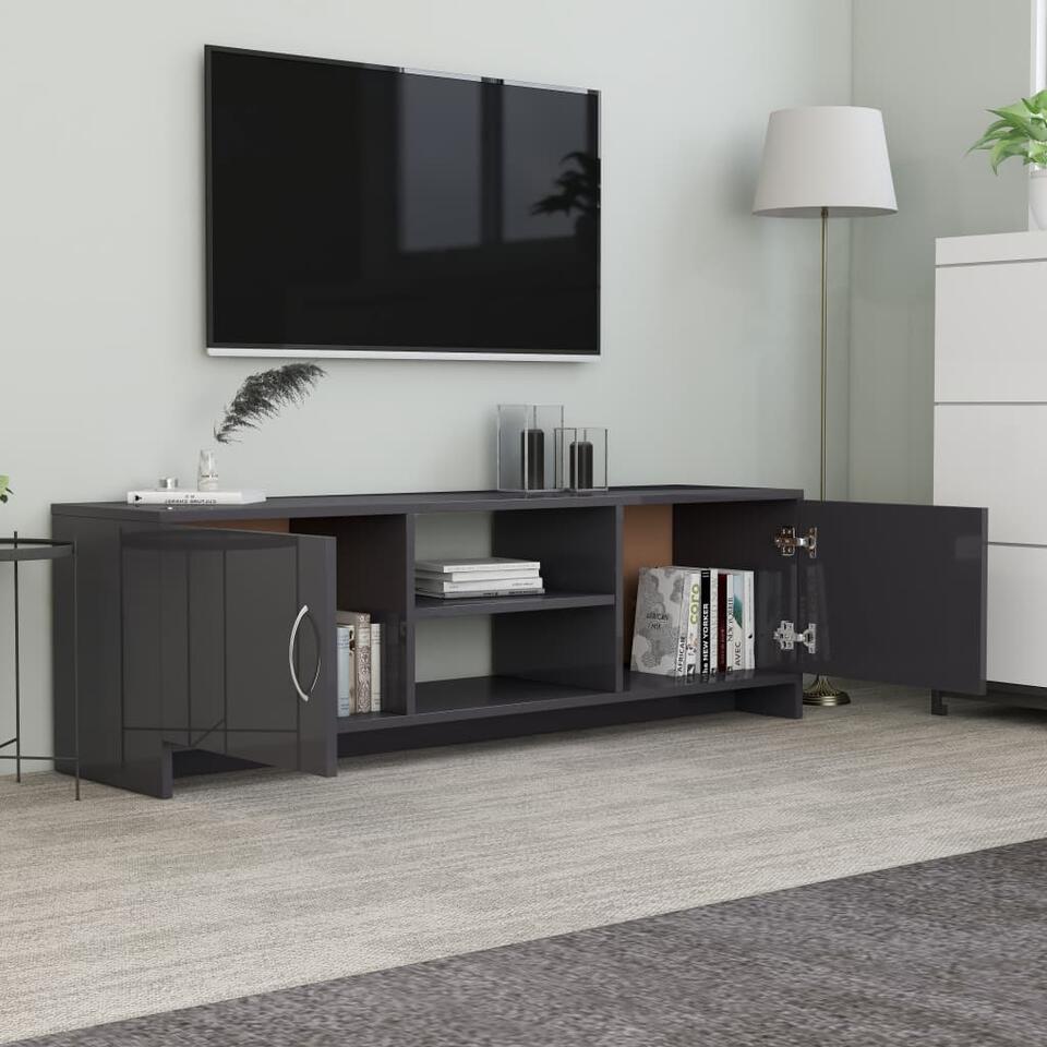 vidaXL Tv-meubel 120x30x37,5 cm bewerkt hout hoogglans grijs