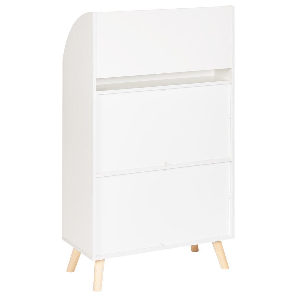 Hoog dressoir, boekenkast, plank met drie planken en één lade, stille