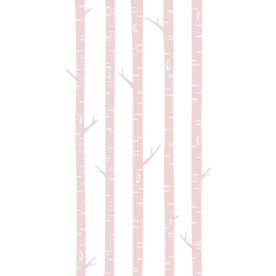 ESTAhome fotobehang - berken boomstammen - zacht roze - 1.5 x 2.79 m. product