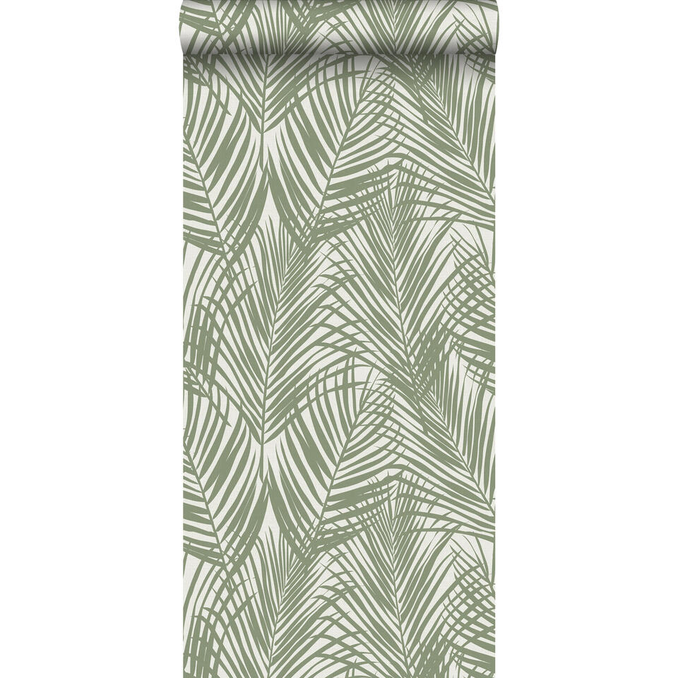 ESTAhome behang - palmbladeren - vergrijsd olijfgroen - 0.53 x 10.05 m product