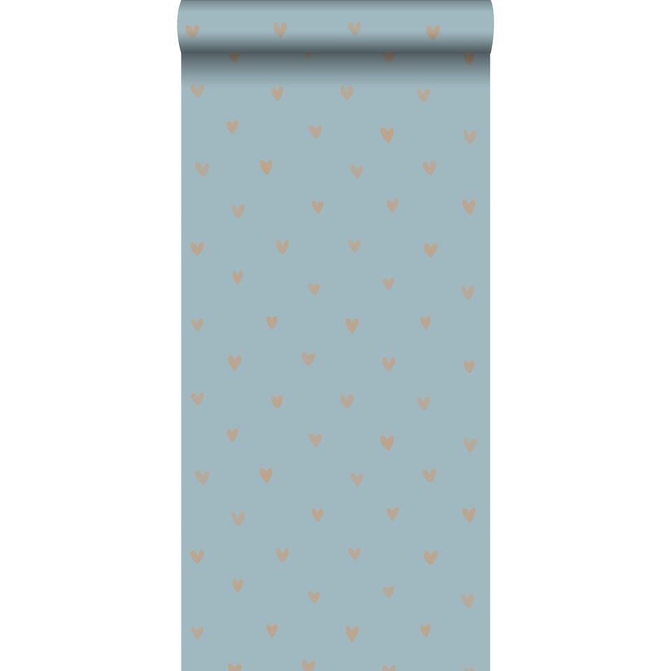ESTAhome behang - hartjes - blauw en koperbruin - 53 cm x 10,05 m product