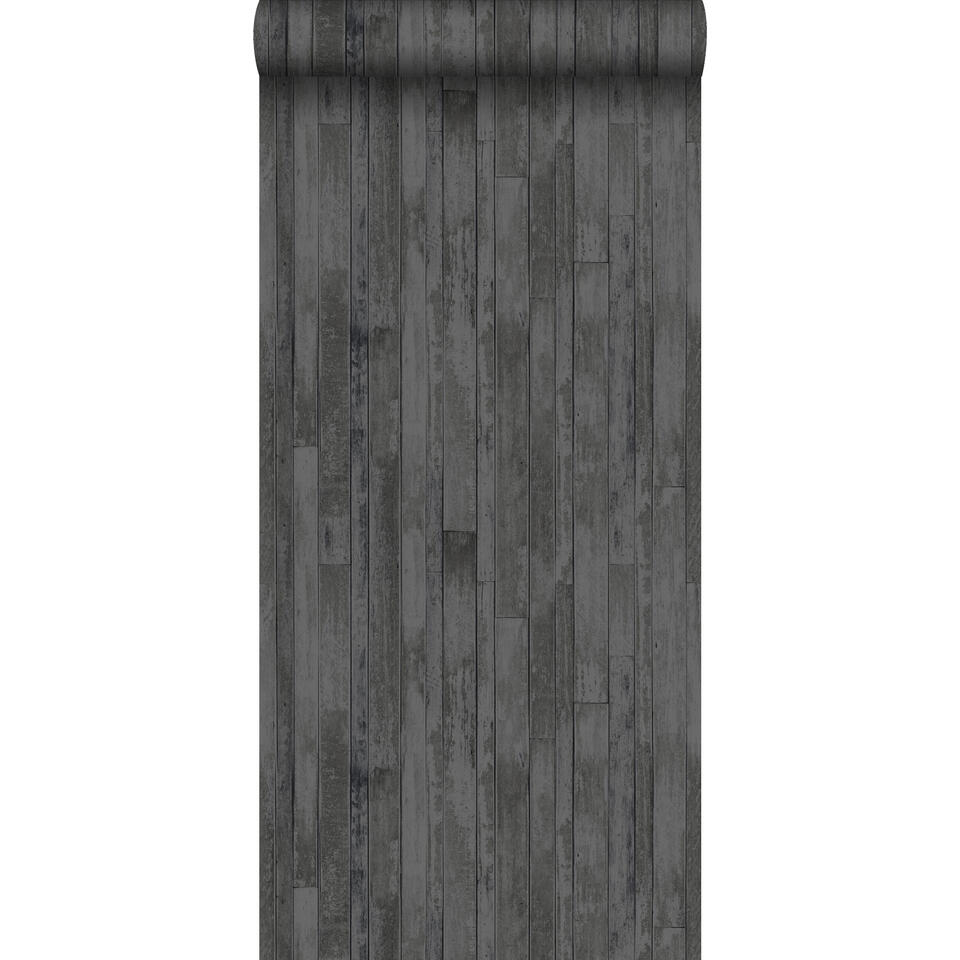 ESTAhome behang planken - zwart en bruin - cm x 10.05 m | Leen Bakker