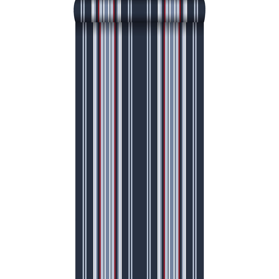 ESTAhome behang - strepen - marine blauw en rood - 53 cm x 10,05 m product