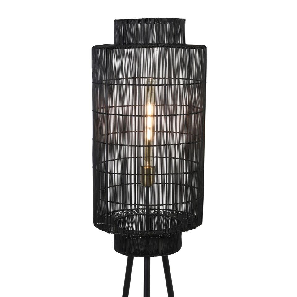 Vloerlamp GRUARO - mat zwart-Antiek-brons - L