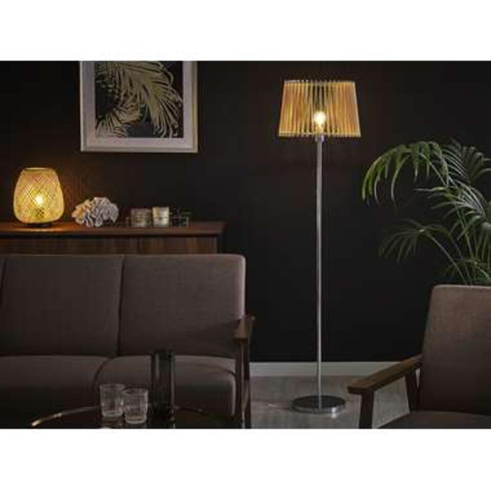 Beliani Staande lamp FORGE - Lichte houtkleur metaal