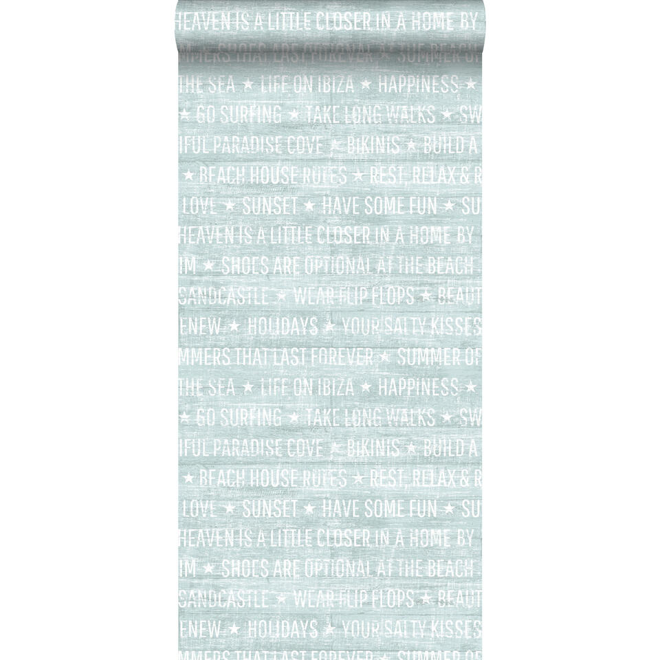 ESTAhome behang - zomerse quotes - lichtgroen - 53 cm x 10,05 m product