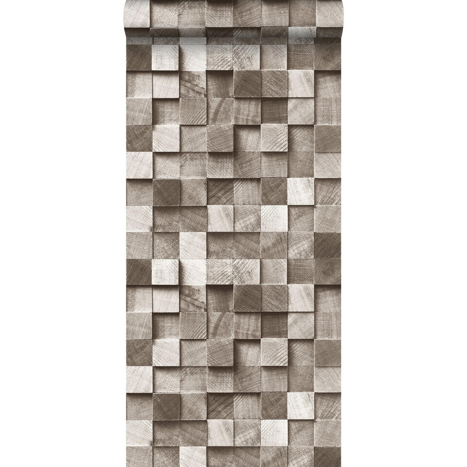ESTAhome behang - stukjes hout - bruin - 53 cm x 10,05 m product