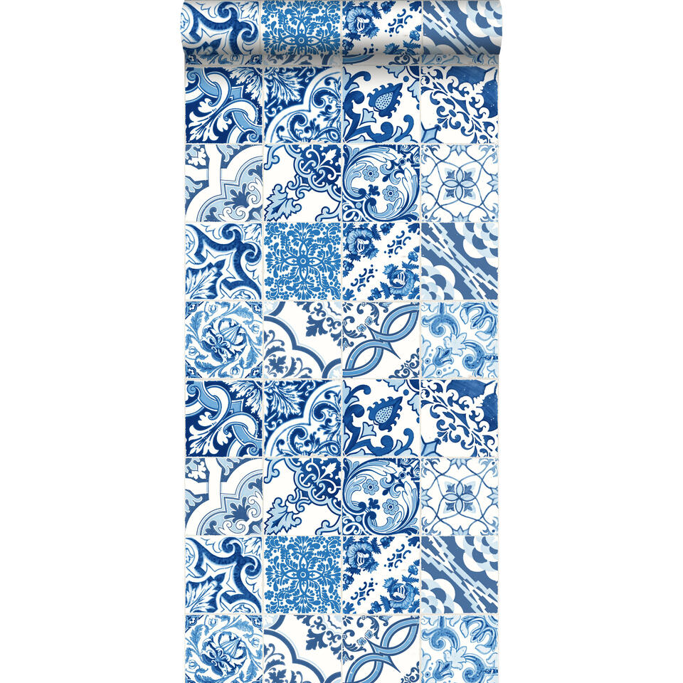 ESTAhome behang - tegelmotief - blauw - 53 cm x 10,05 m product
