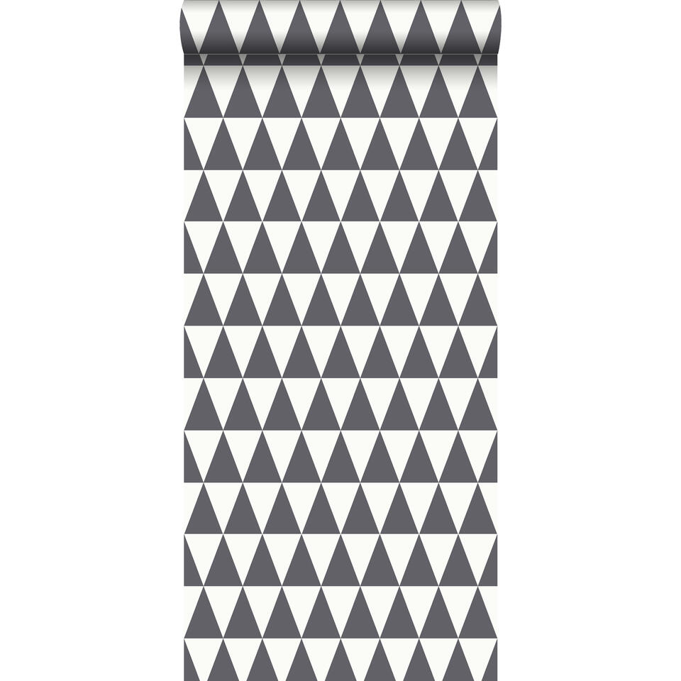 ESTAhome behang - driehoeken - zwart en wit - 53 cm x 10,05 m product