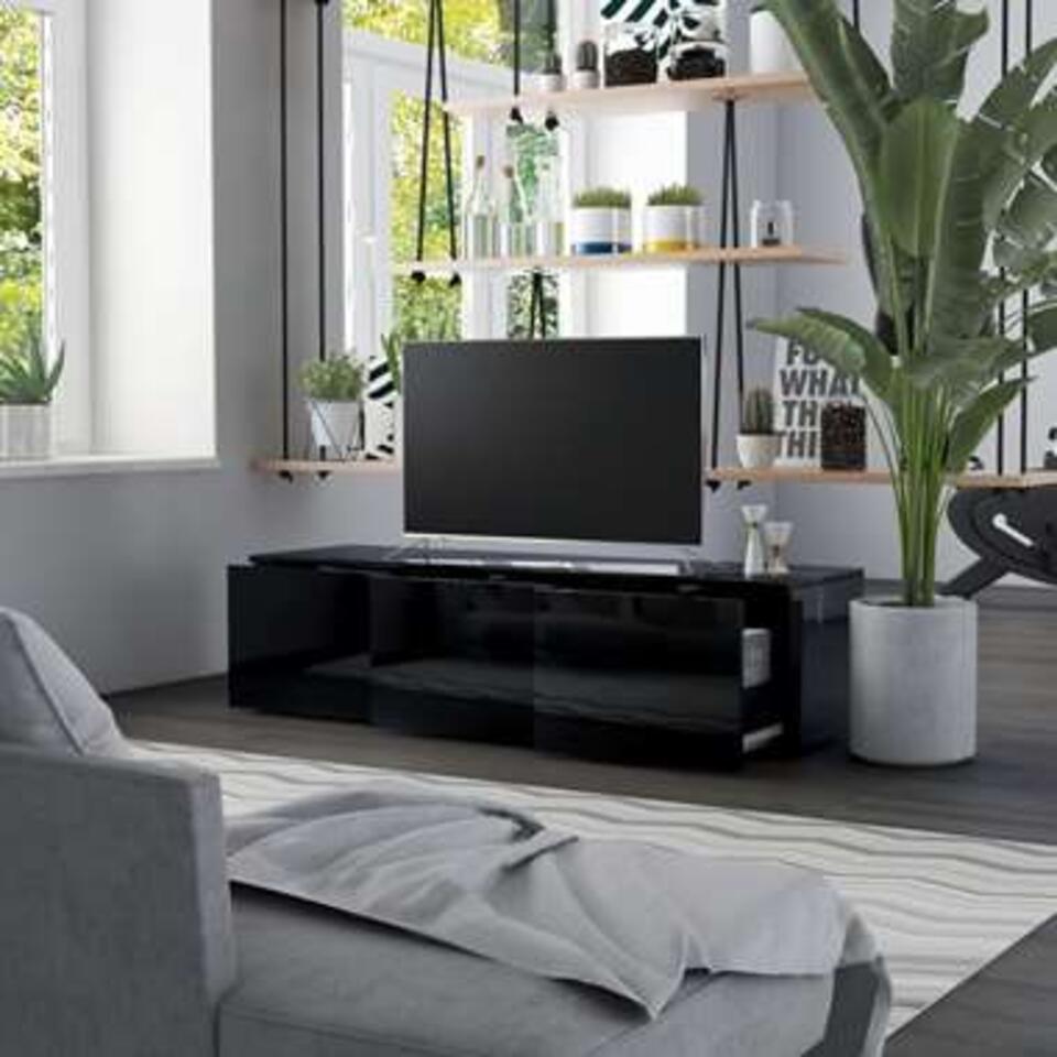 VIDAXL Tv-meubel 120x34x30 cm spaanplaat hoogglans zwart