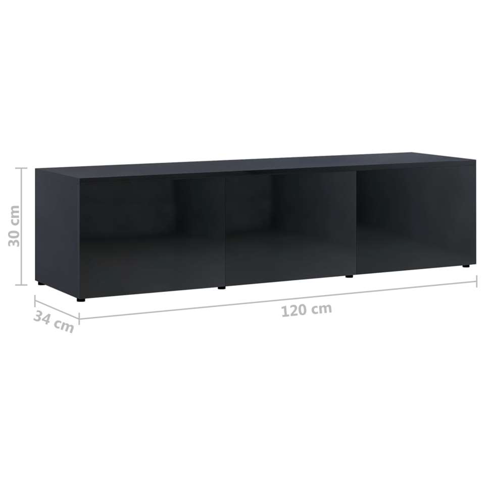 VIDAXL Tv-meubel 120x34x30 cm spaanplaat hoogglans zwart
