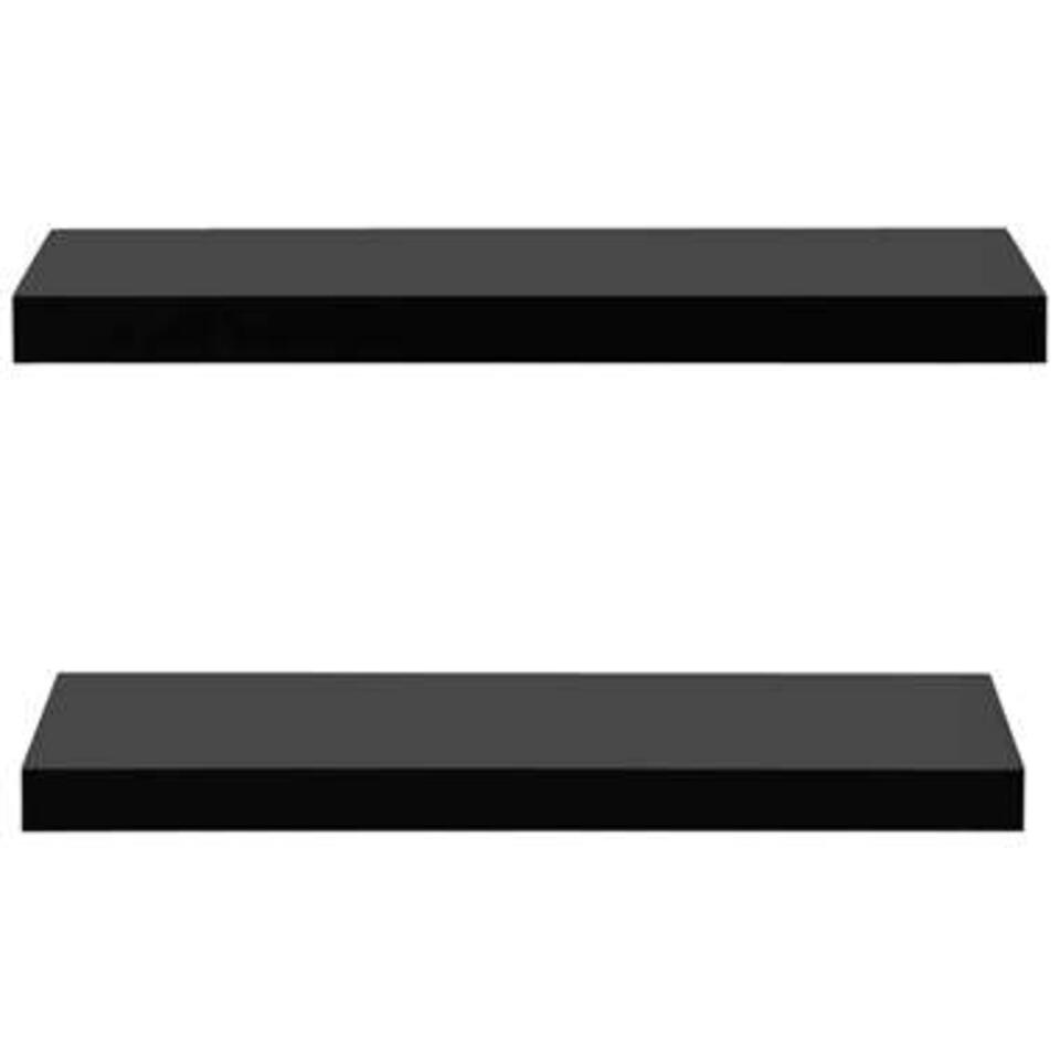 VIDAXL Wandschappen - zwevend - 2 st - 60x20x3,8 cm - zwart
