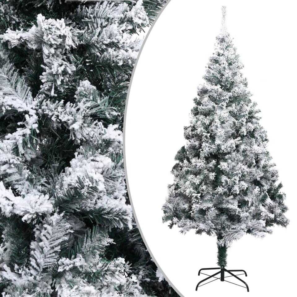 VIDAXL Kunstkerstboom met sneeuwvlokken 180 cm PVC groen